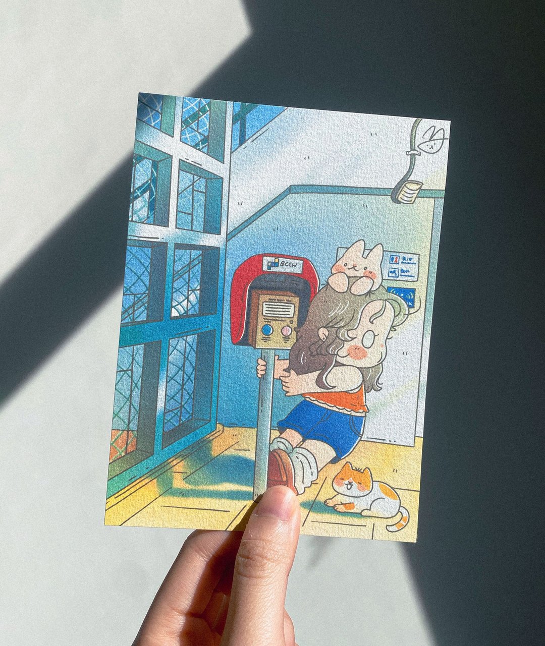 明信片/ 香港角落仔 ~ 紧急电话亭 - 卡片/明信片 - 纸 蓝色
