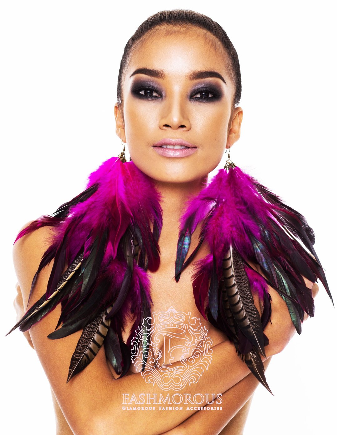 Fashmorous Dangle Earrings for Women Fashion Nature Feather Earrings - 耳环/耳夹 - 铜/黄铜 粉红色