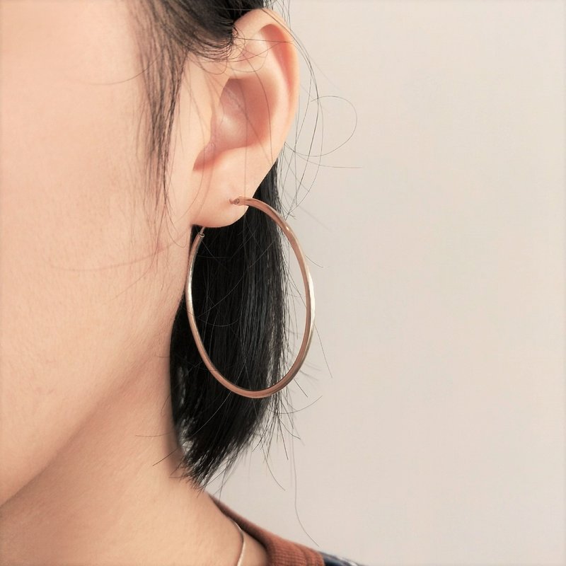 │简约│复古大圈圈 • 纯银耳环 • 一对 - 耳环/耳夹 - 纯银 