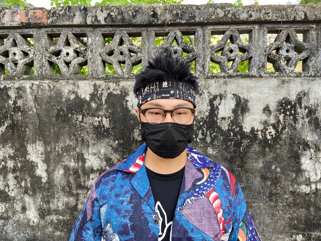 男生头带 / 一片式发带 / 磨墨书法 - 发带/发箍 - 棉．麻 黑色