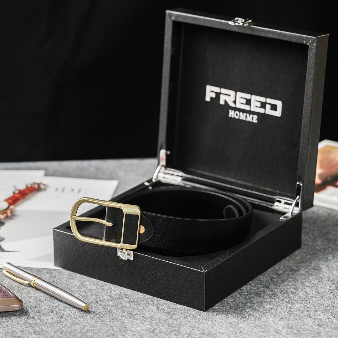 【FREED】复古马蹄扣真皮皮带 男友礼物 - 皮带/腰带 - 真皮 黑色
