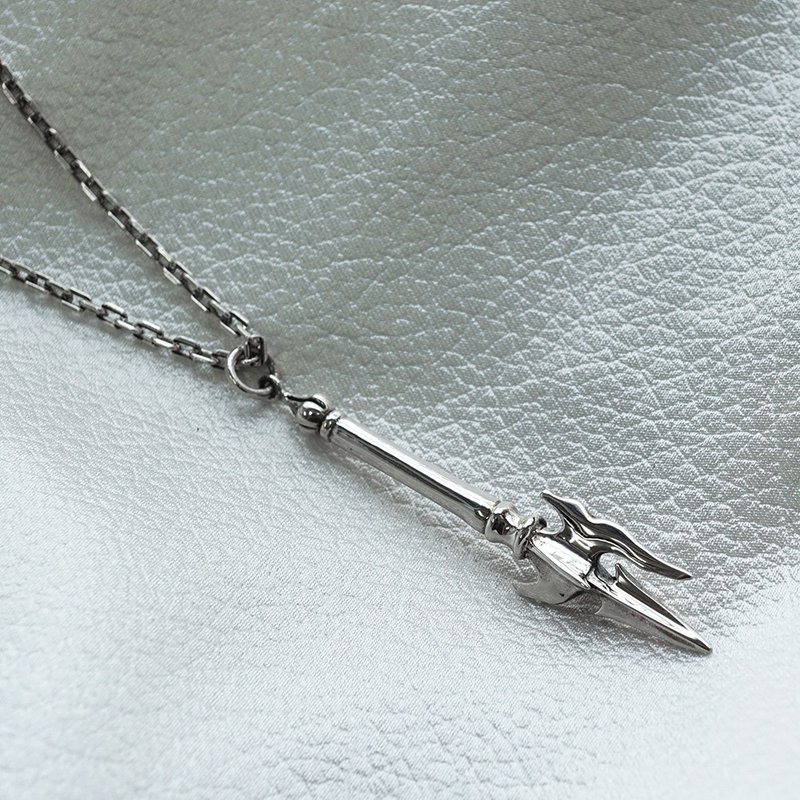 单柄方天画戟 配2.2mm链 三国兵器纯银项链|银项链推荐(单条价) - 项链 - 纯银 银色