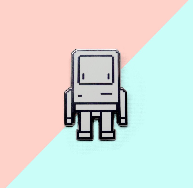 Pixel Classicbot 胸针 (襟章) - 徽章/别针 - 其他金属 白色