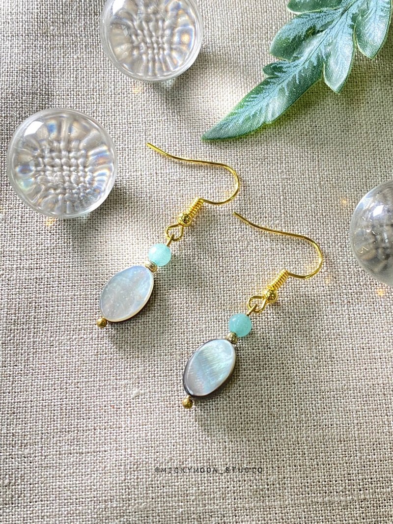 串珠耳环，手工制作 - 耳环/耳夹 - 塑料 银色