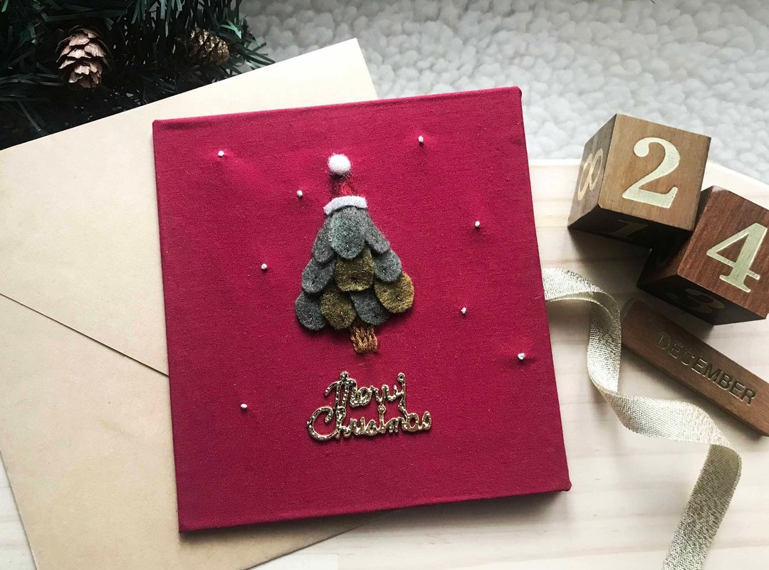 暖暖的圣诞树 手工卡片 圣诞卡 Handmade Christmas card  圣诞帽 - 卡片/明信片 - 纸 多色
