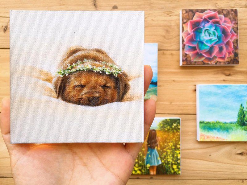 熟睡的小狗-高仿真小型油画 限量原作版画 宠物珍藏画像 艺术微喷 - 海报/装饰画/版画 - 棉．麻 