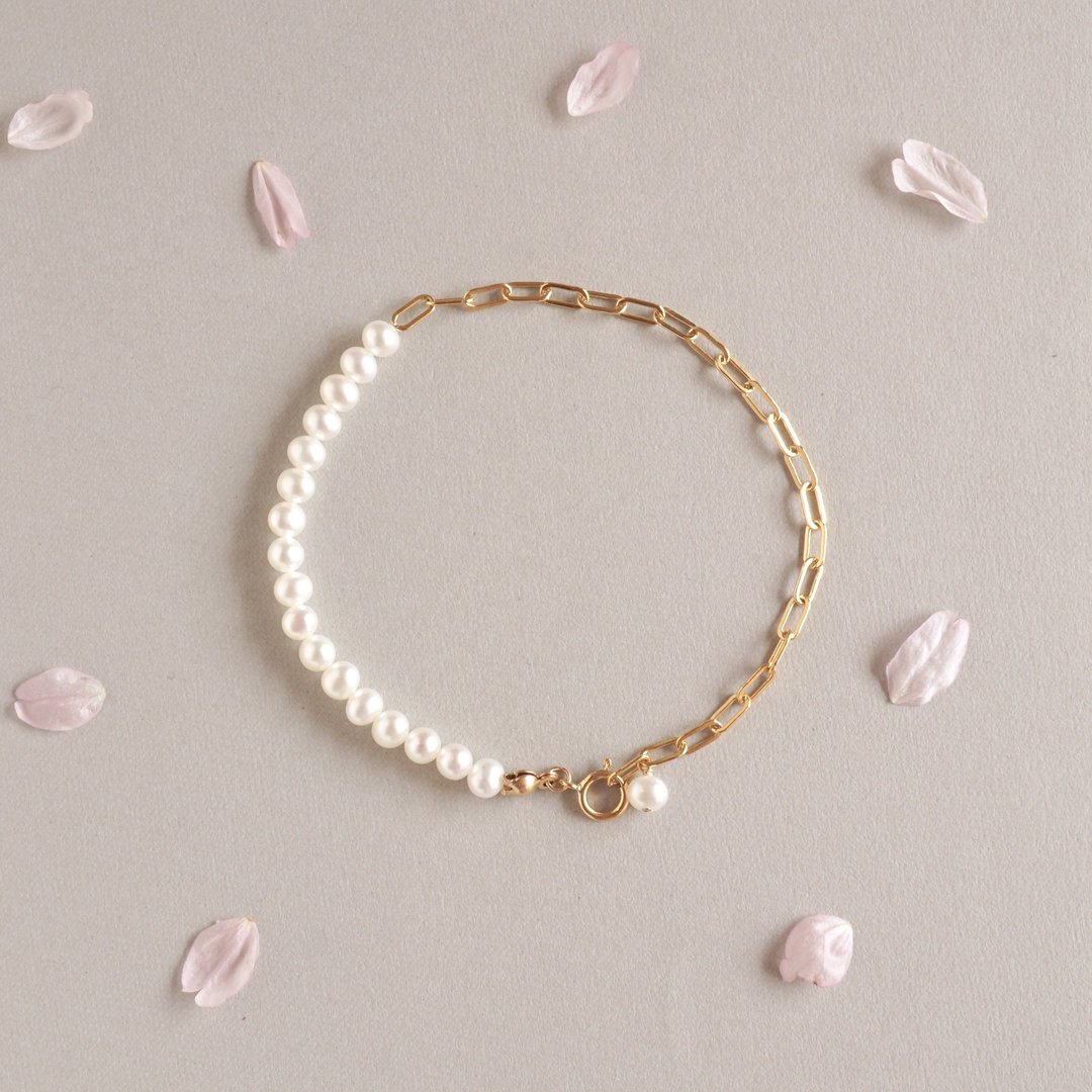 Pearl OvalChain Bracelet - 手链/手环 - 其他金属 金色