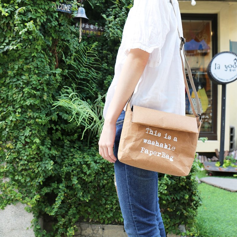 【环保永续】水洗牛皮纸环保随身侧背包 - 侧背包/斜挎包 - 环保材料 多色