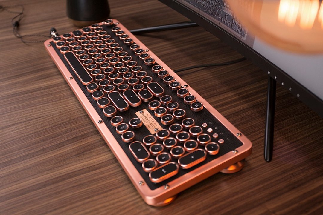 AZIO RETRO CLASSIC ARTISAN 牛皮打字机键盘 (USB有线版) - 电脑配件 - 其他金属 