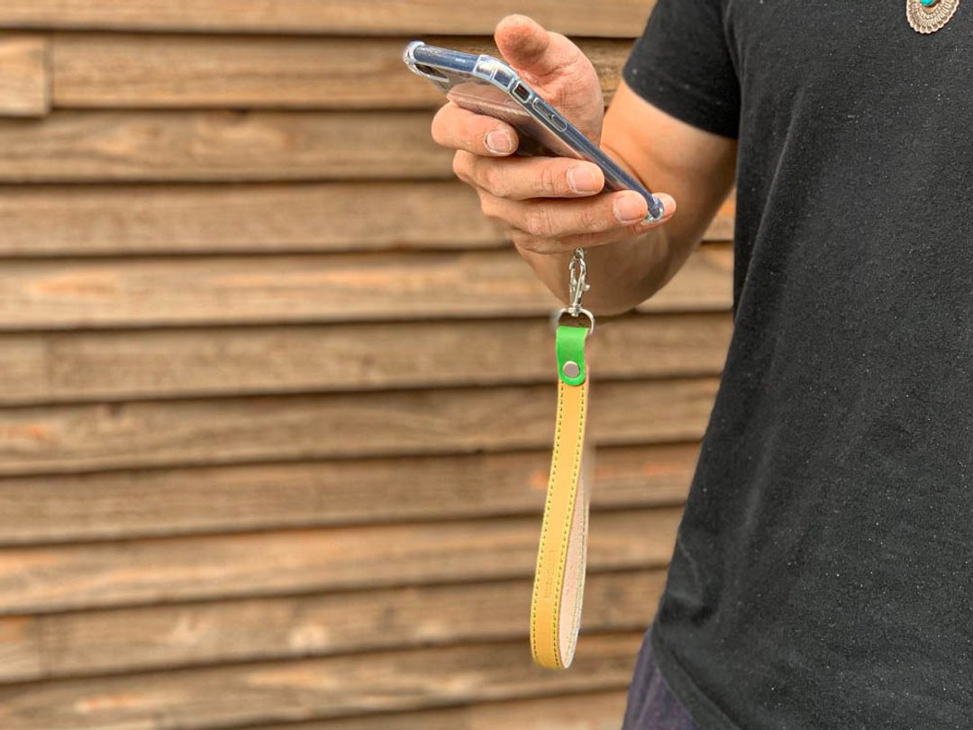 BELT Too Fresh Lime x Lemon Belt Stitch Strap BSS-YG-G for the handle of the pouch - 挂绳/吊绳 - 真皮 黄色
