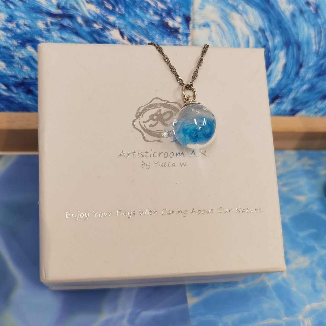 海洋球波浪银链 - 项链 - 银 蓝色