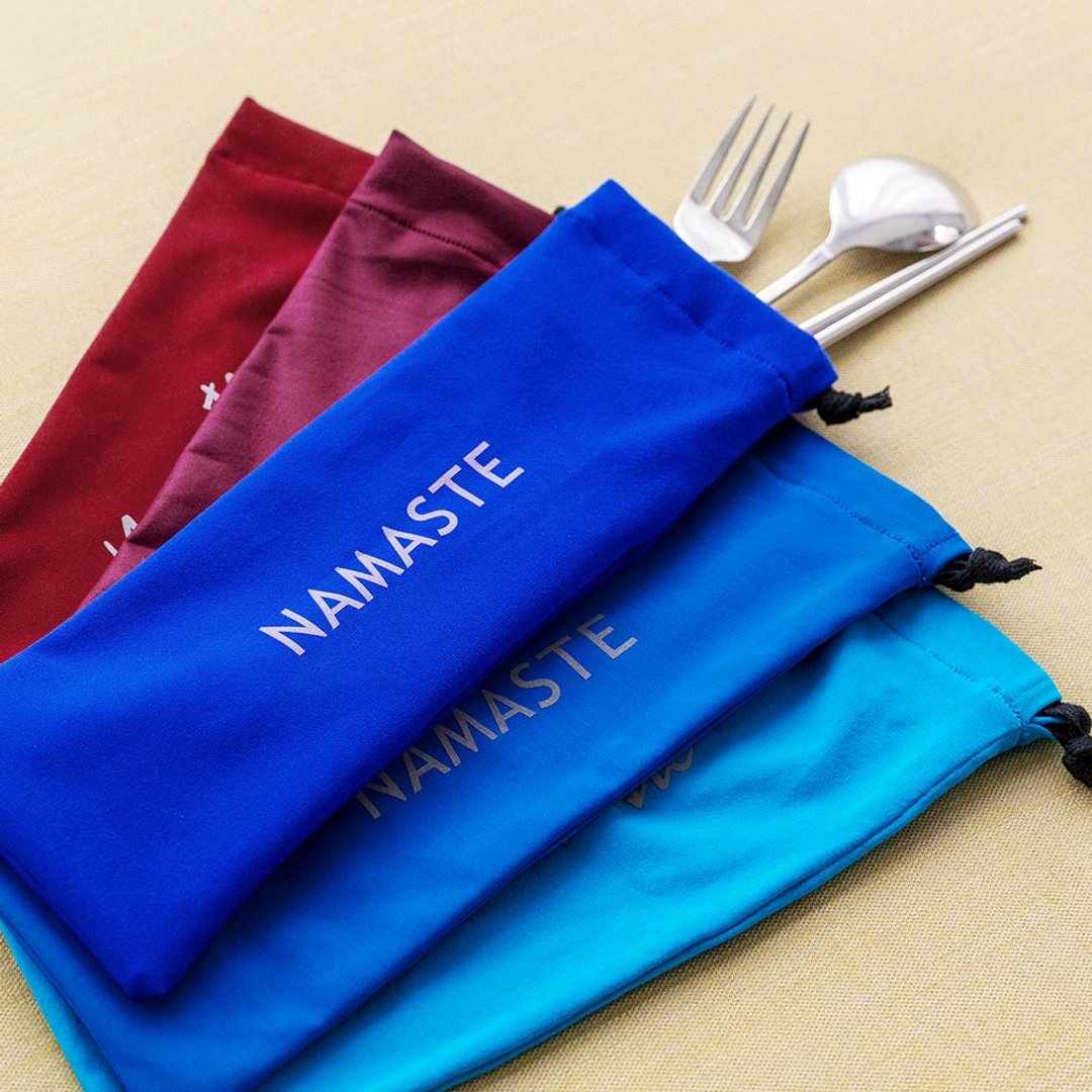 【NAMASTE】長型束口袋/環保餐具袋 (6色) - 其他 - 尼龙 多色