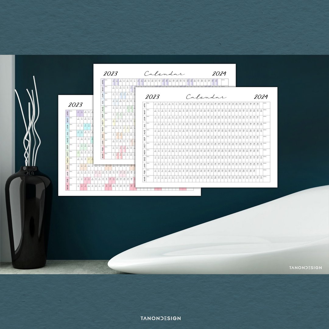 Bundle Set of 3 versions of Financial Wall Calendar, Large Calendar - 电脑手机桌布/贴图/App 图示 - 其他材质 