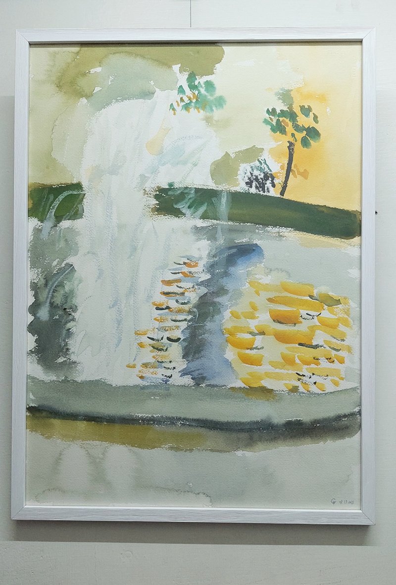 原画 日落喷泉 - 海报/装饰画/版画 - 纸 黄色