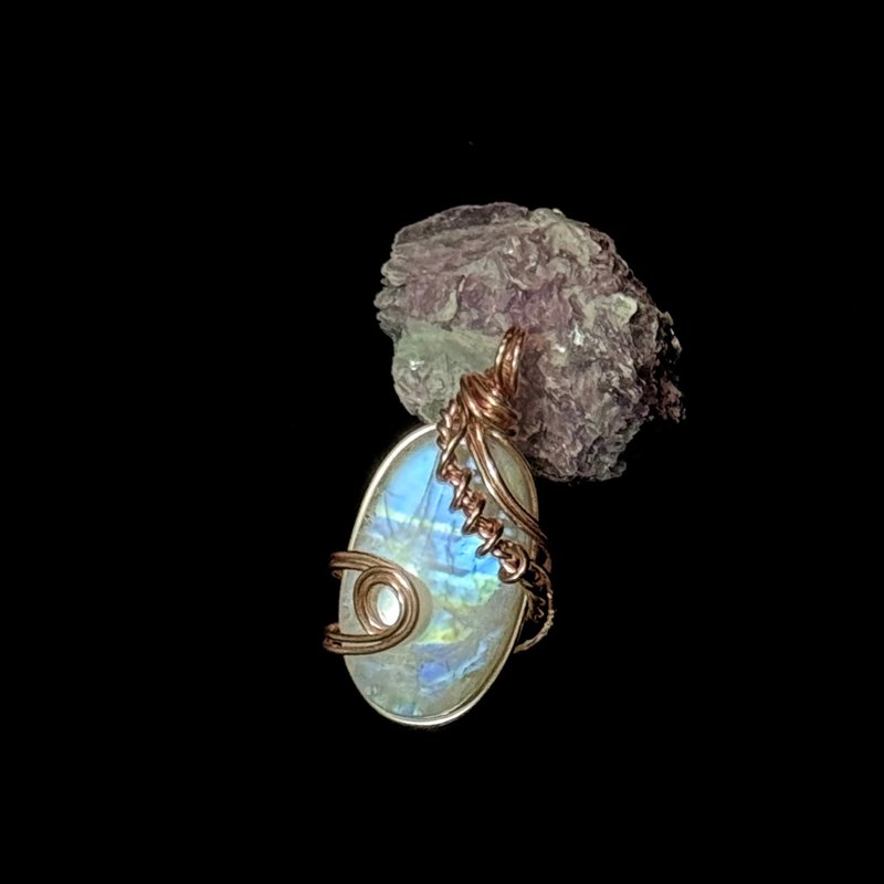 【云晕】 金属编织 月光石项链 - 项链 - 水晶 白色