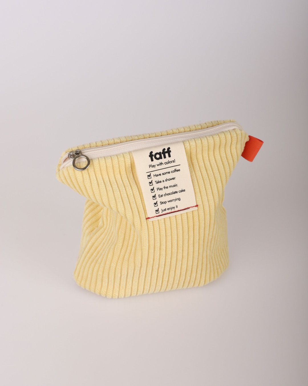 faff Pouch 灯芯绒 奶油黄 - 化妆包/杂物包 - 棉．麻 黄色