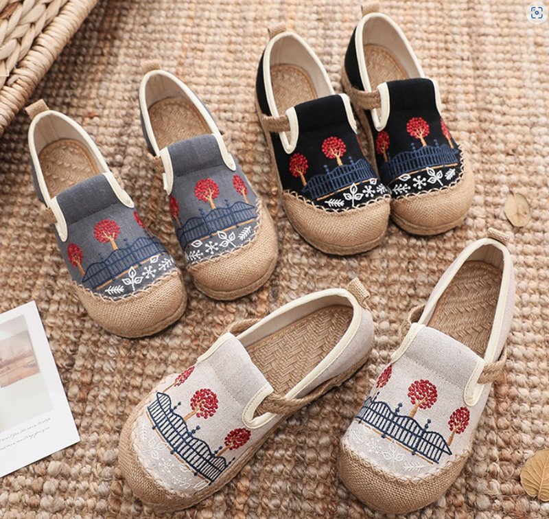【新品】买A送B 法式风情亚麻休闲鞋|赠亚麻足弓健康鞋1双 - 女款休闲鞋 - 棉．麻 