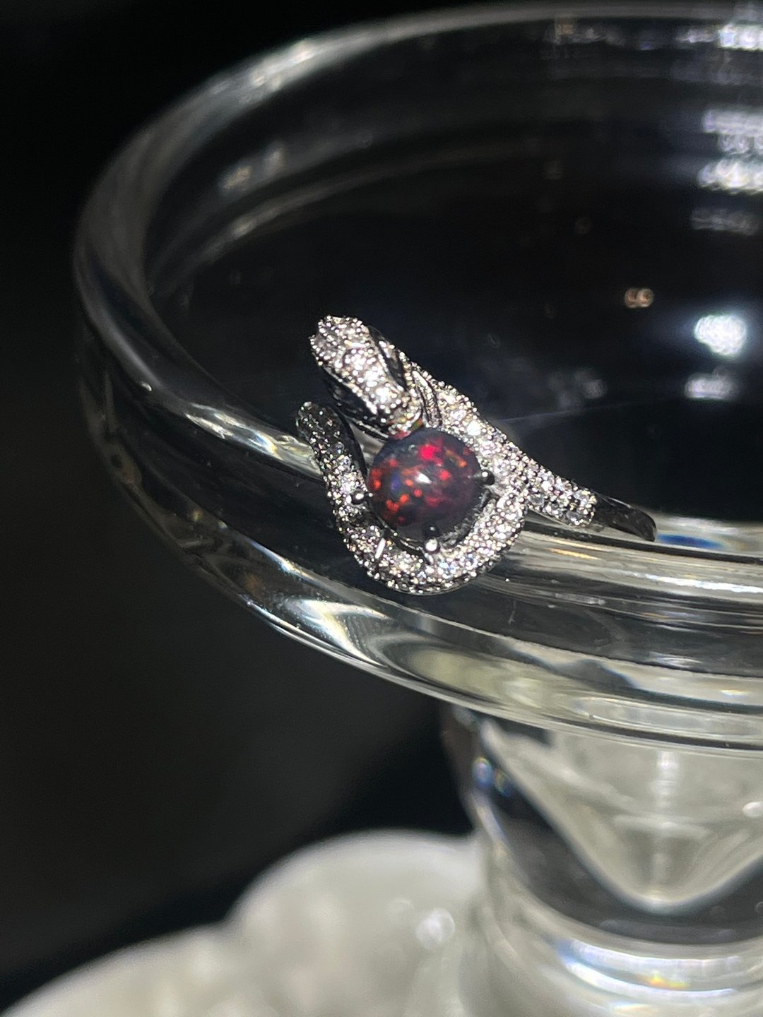 盘缠 蛇戒 欧泊 黑欧泊 蛋白石 戒子 戒指 opal silver ring - 戒指 - 银 多色