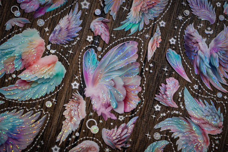 月神的祝祷 PET 纸胶带 星河沙 特殊工藝 大翅膀 康桥製 10米卷 - 纸胶带 - 纸 多色