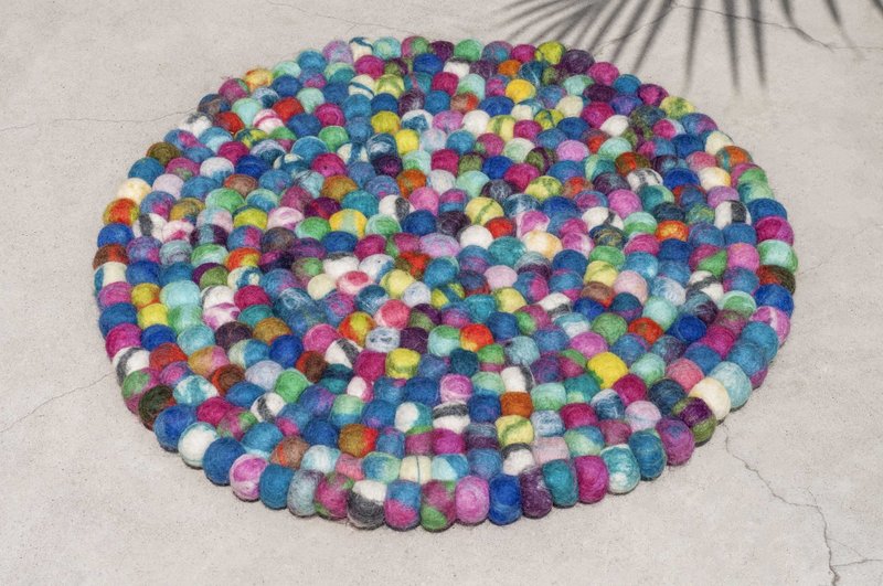 七夕礼物羊毛毡坐垫 羊毛毡地毯 羊毛毡圆球地垫 羊毛毡椅垫-海洋 - 地垫/地毯 - 羊毛 多色