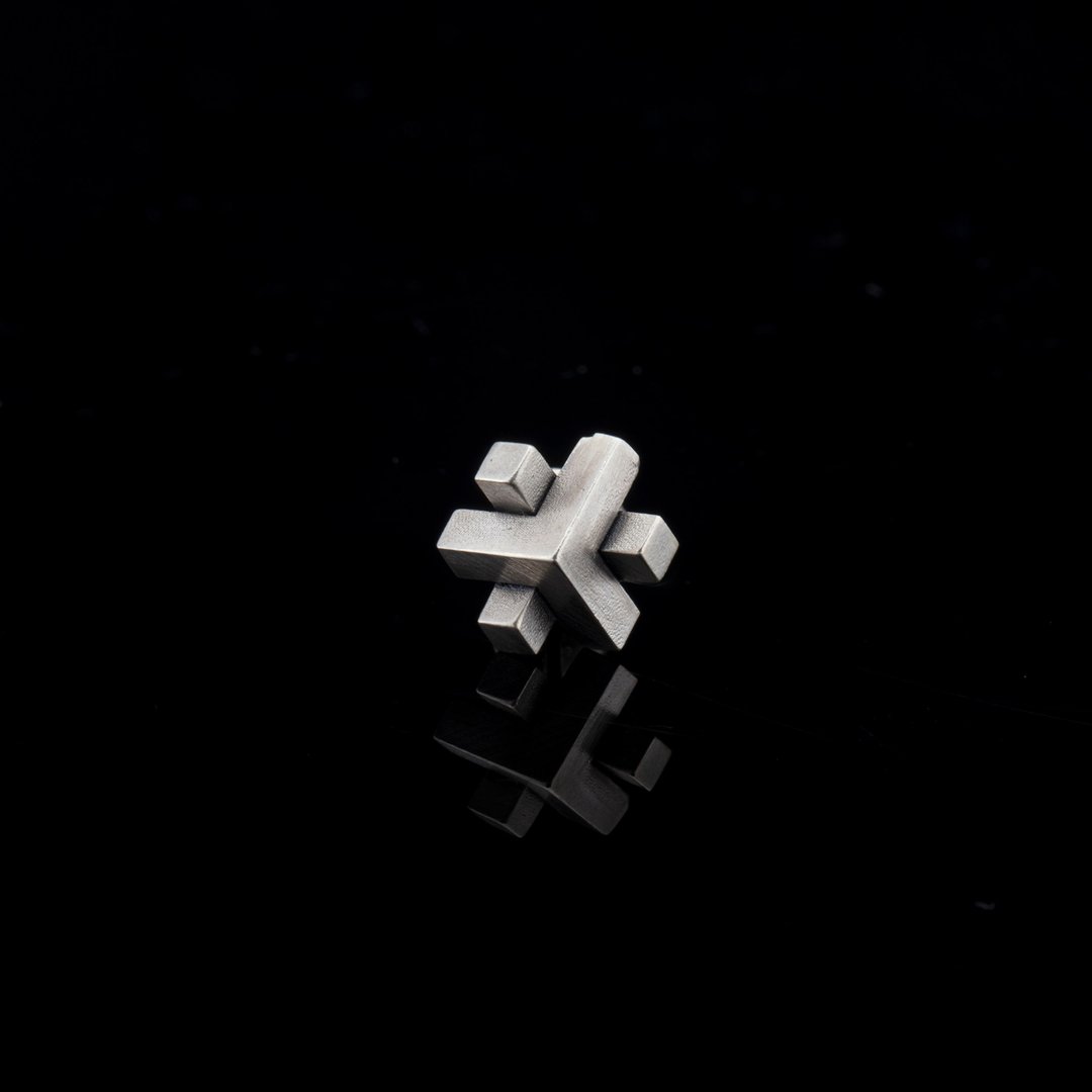 伦敦 - 925k 氧化纯银 钉状耳环 - 耳环/耳夹 - 纯银 