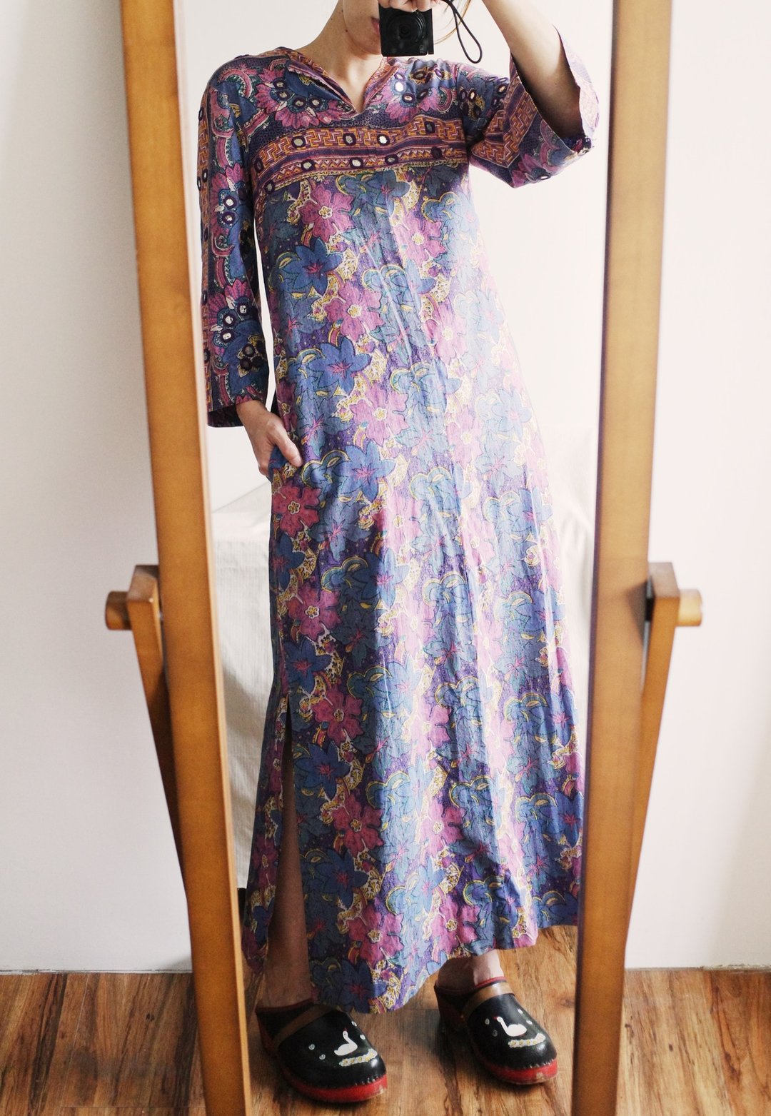 嬉皮逸品 Vintage 70s Romona Rull dress 巴基斯坦手工盖印长袍 - 洋装/连衣裙 - 棉 