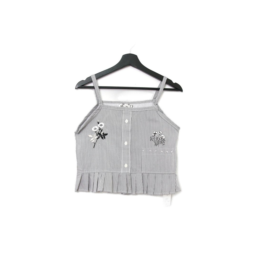 Back to Green-再制刺绣背心 黑白条纹 水钻  sv-20/vintage vest - 女装背心 - 棉．麻 