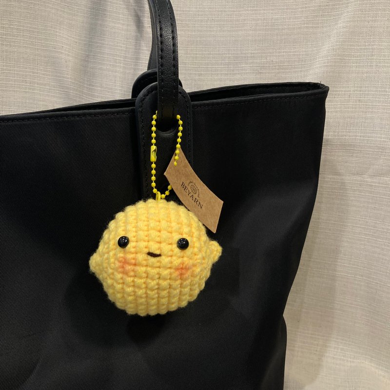 钩针编织柠檬钥匙圈 - 钥匙链/钥匙包 - 棉．麻 黄色