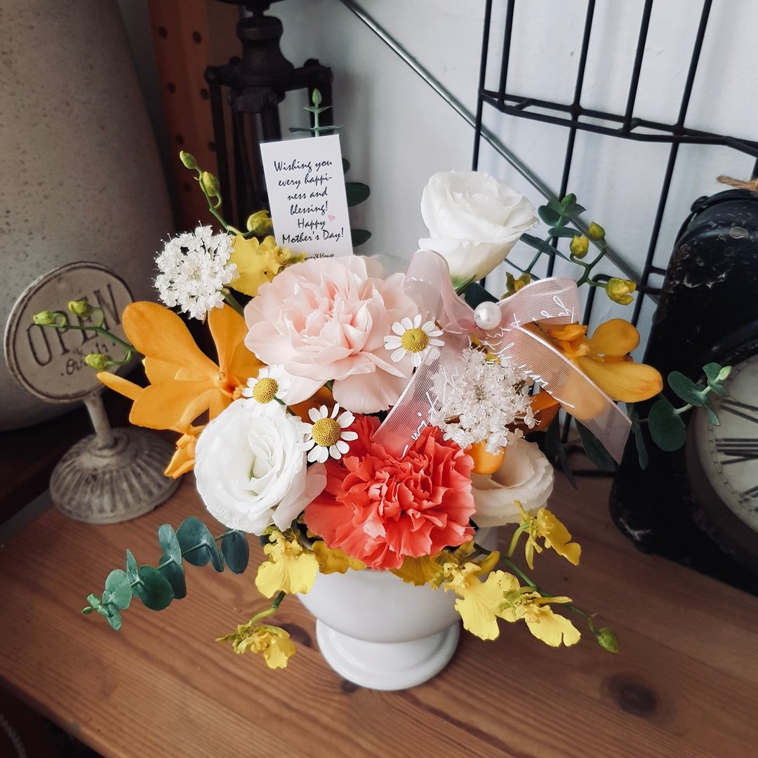 限西门町自取 鲜花 Love 妈咪 香柚沙瓦 粉橘黄色系康乃馨鲜花盆花 - 植栽/盆栽 - 植物．花 橘色