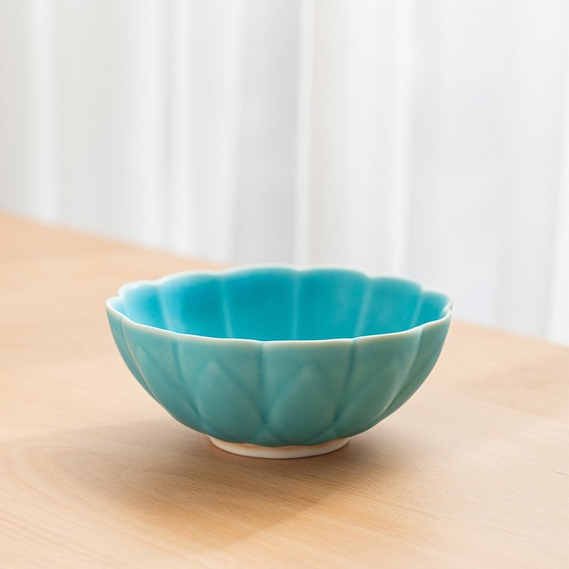 莲花圆钵 (13cm) 土耳其蓝/点心盘/小钵/小菜盘 - 碗 - 瓷 蓝色