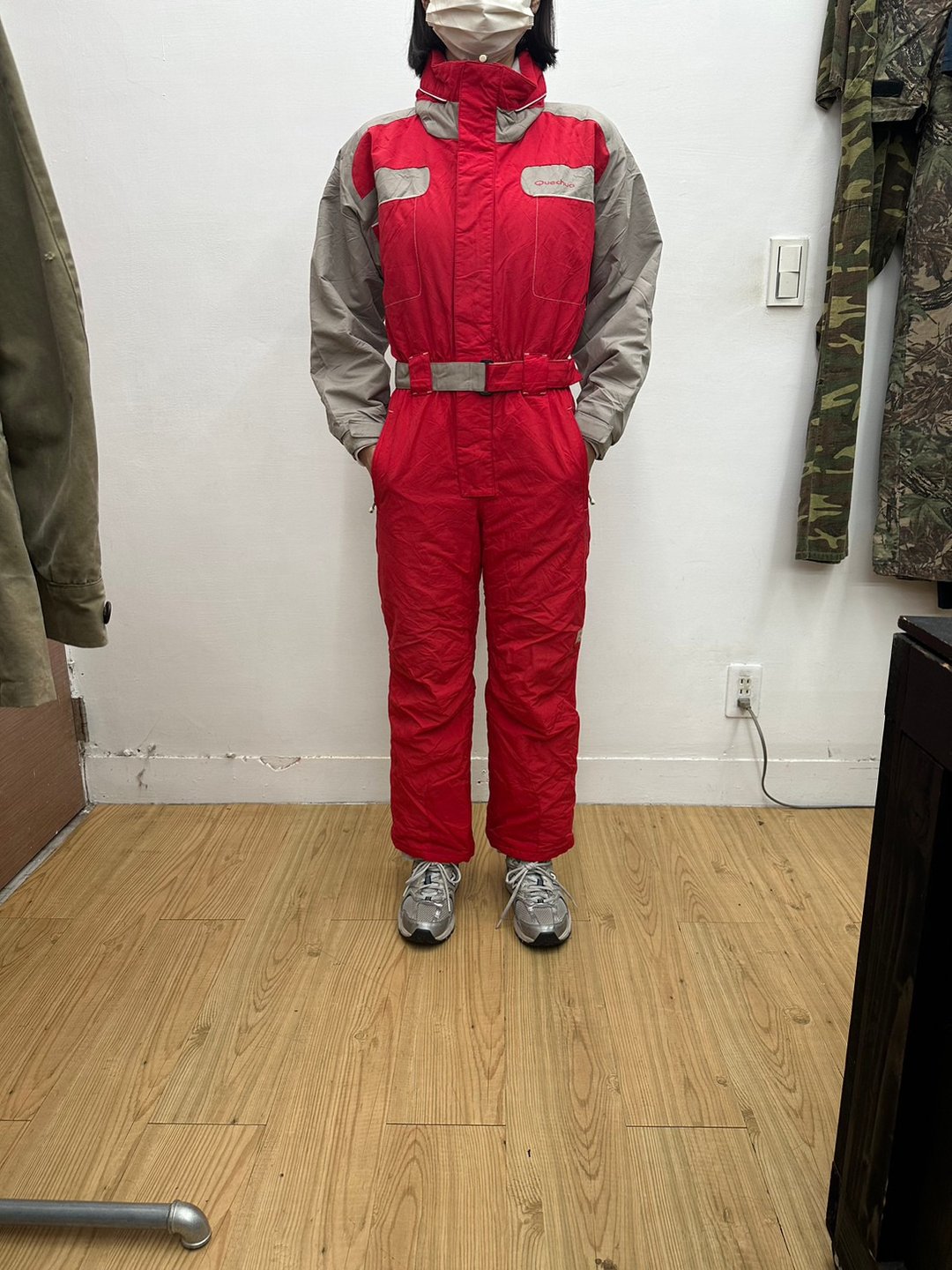 QUECHUA 红 滑雪服 连身工作服 古着 二手 内里铺棉 - 背带裤/连体裤 - 其他材质 红色