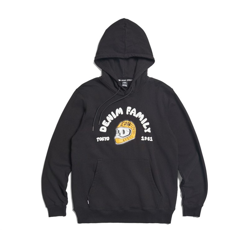 EDWIN 男款 加大码 骷髅骑士长袖连帽T恤 (黑色) #上衣 - 中性连帽卫衣/T 恤 - 棉．麻 黑色