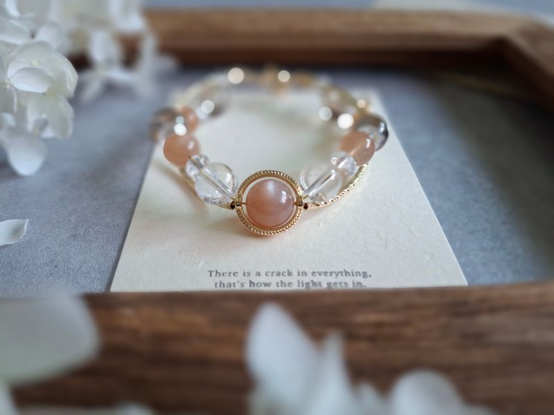 i sea you－大地色女孩－茶晶、爆花白水晶、橙色月光石 - 手链/手环 - 半宝石 