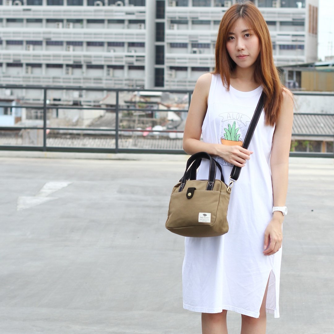mini bag - olive green - 侧背包/斜挎包 - 棉 绿色