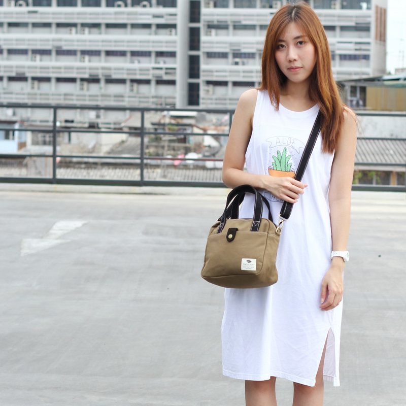 mini bag - olive green - 侧背包/斜挎包 - 棉．麻 绿色