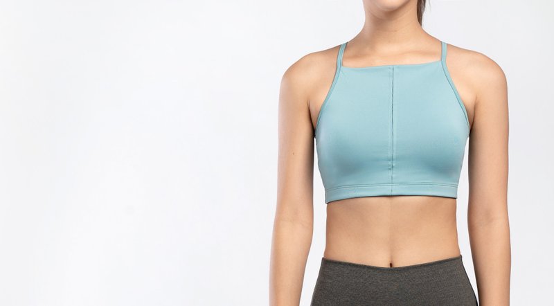 Square Crop Sports Bra in Aqua Blue - 女装上衣 - 聚酯纤维 蓝色