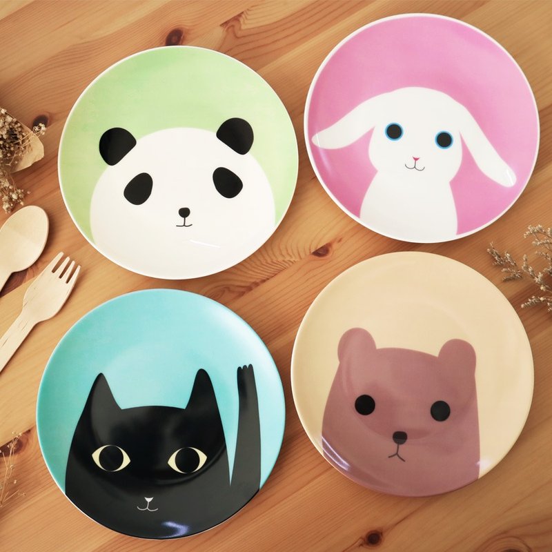 6.5寸骨瓷盘-可爱动物跟妳Say Hi系列-四入 / 骨瓷 / 餐盘 / 可微波 / 通过SGS - 浅碟/小碟子 - 瓷 多色