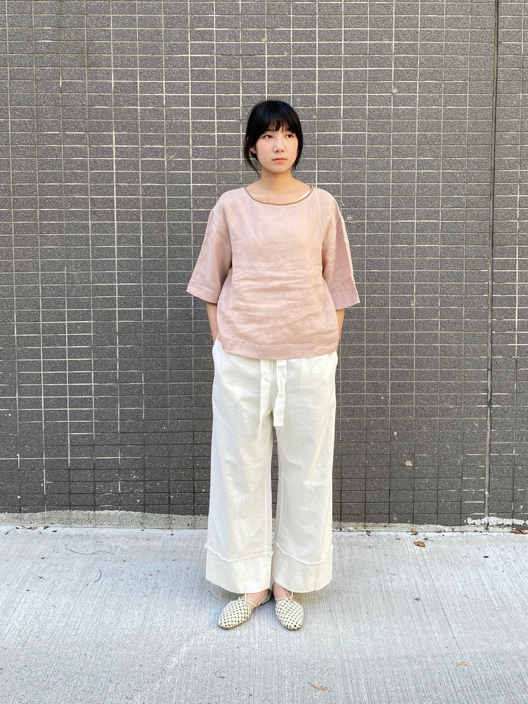 麻质罗纹上衣 - 女装上衣 - 棉 粉红色