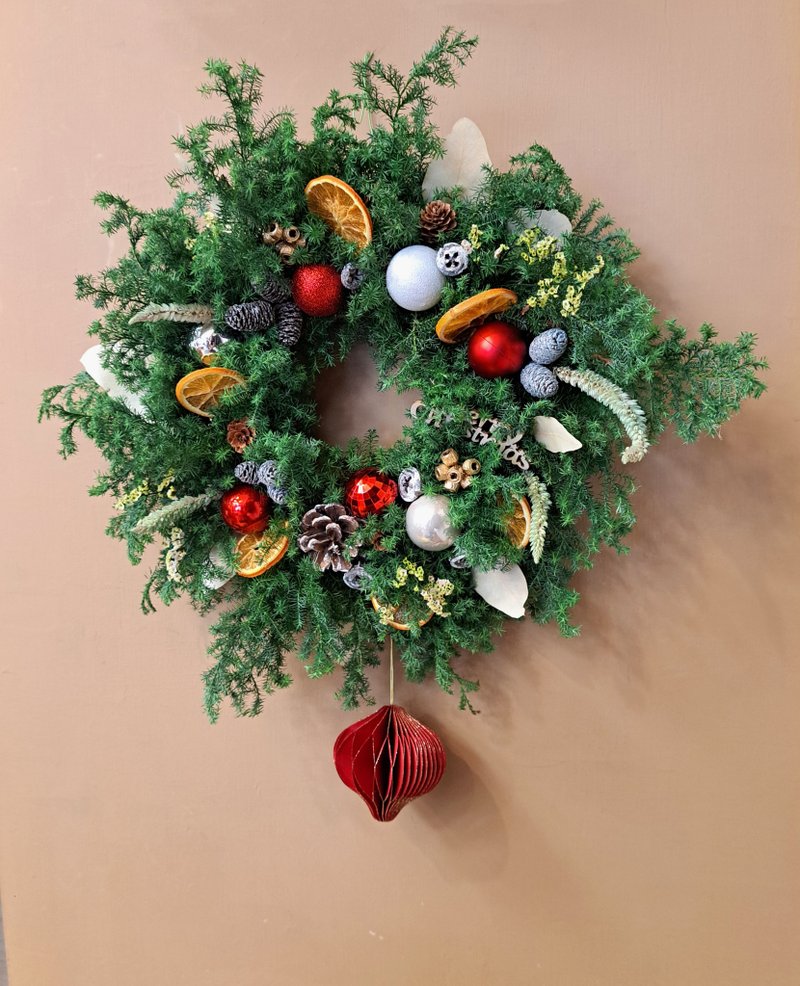 新鲜雪松经典丰收款圣诞花圈 - 干燥花/捧花 - 植物．花 