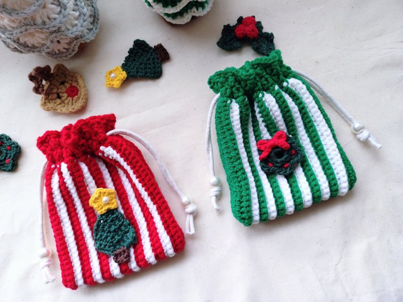 手作编织 束口袋 圣诞节交换礼物 圣诞节别针 - 束口袋双肩包 - 其他材质 多色