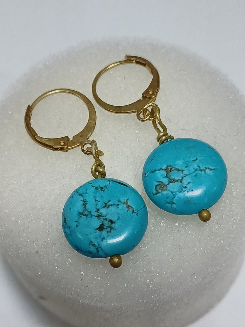 复古形绿松石耳环 - 耳环/耳夹 - 半宝石 