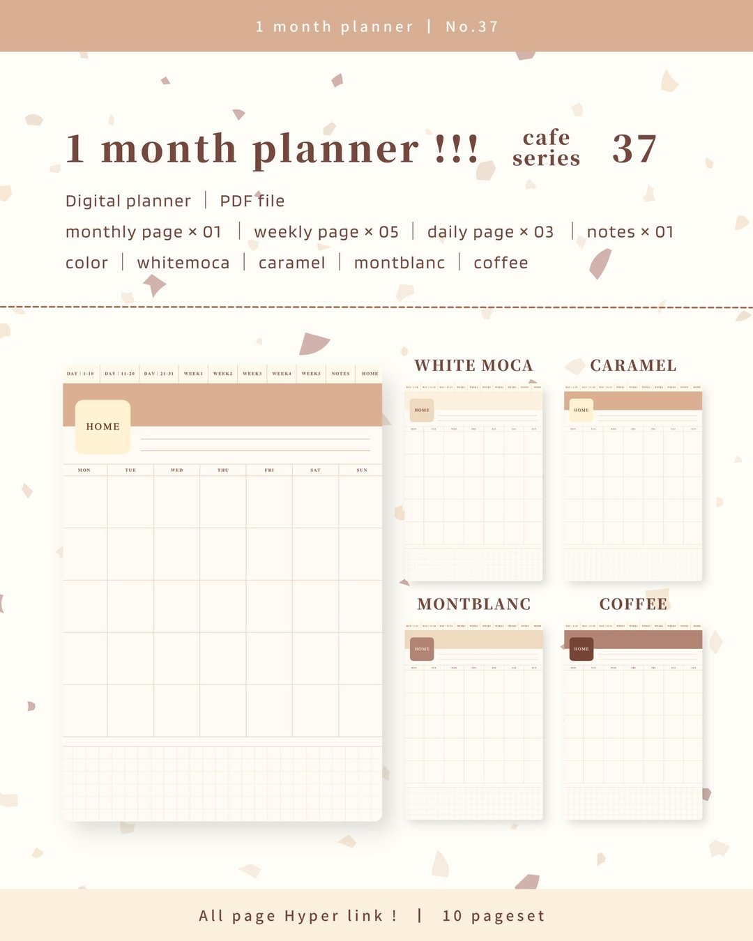 [Monthly planner / No.37 / vertical] Digital planner that can be used repeatedly every month - 其他数码商品 - 其他材质 