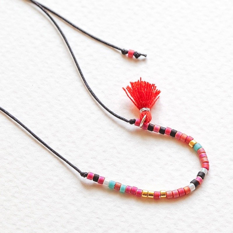 吉普赛红裙女郎 极细可调伸缩流苏手链  / 项链 BMK019 - 手链/手环 - 棉．麻 红色
