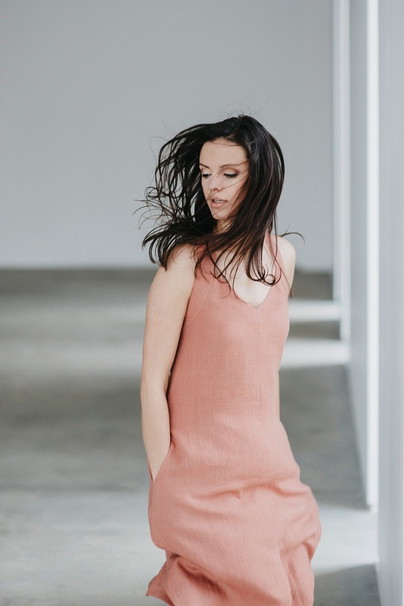 Linen Dress Motumo 15S10 - 洋装/连衣裙 - 亚麻 多色