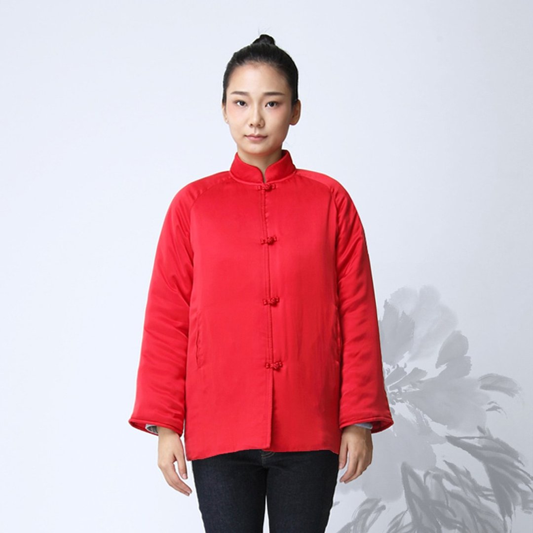 賀歲款 中國風棉衣 棉襖 結婚禮服唐裝桑蠶絲本命年紅色 O160910R - 女装休闲/机能外套 - 丝．绢 红色