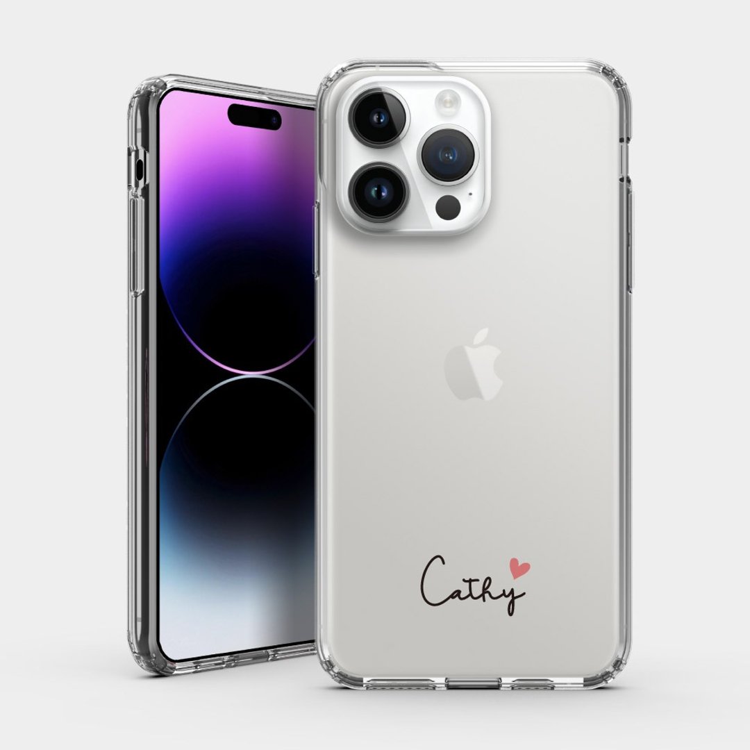 【定制化礼物】 英文名 小爱心 IPHONE 保护壳 透明手机壳 PU028 - 手机壳/手机套 - 塑料 透明