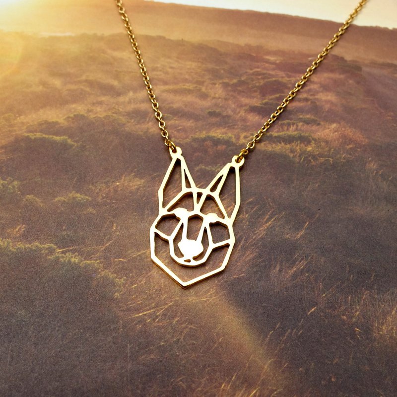 German Shepherd Dog Necklace, Pet Jewelry, Gold Plated Necklace, Birthday gift - 项链 - 铜/黄铜 金色