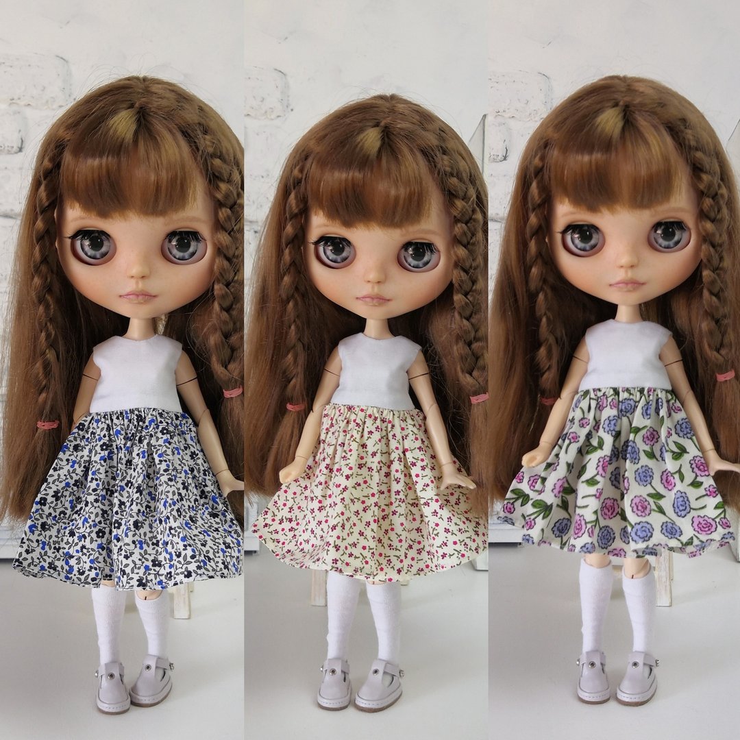 Set summer sleeveless dresses for doll Blythe. Clothes for Blythe doll - 玩偶/公仔 - 棉 