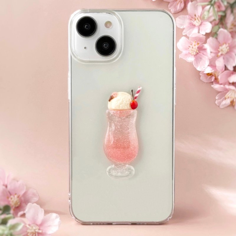 樱花奶油苏打 iPhone 手机壳 樱花假糖果透明智慧型手机壳 春季樱花粉红iPhone16 - 手机壳/手机套 - 树脂 粉红色
