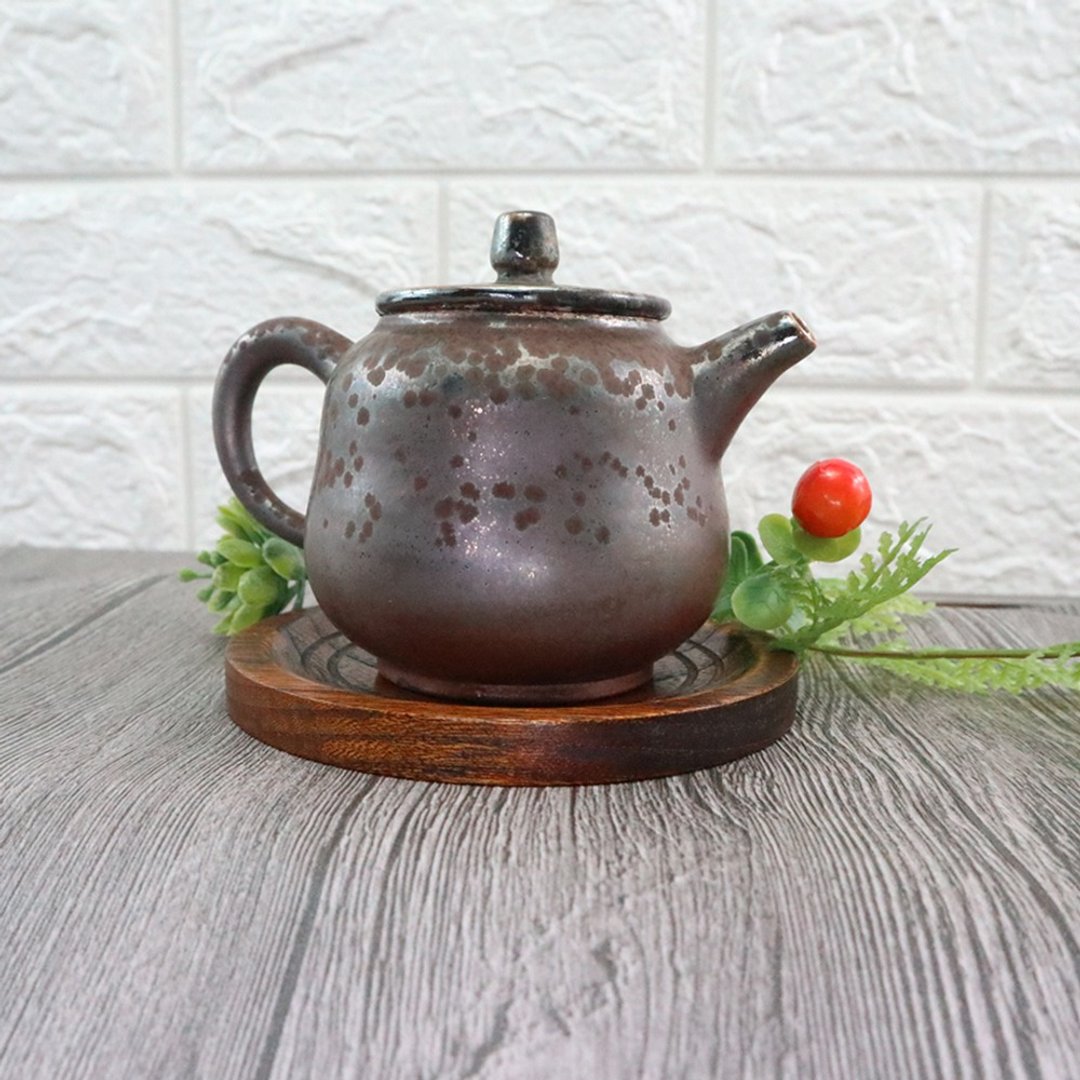 月时 柴烧结晶壶 - 茶具/茶杯 - 陶 咖啡色